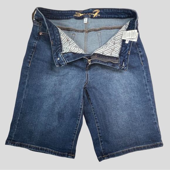 Seven7 Sunset Bermuda Denim Jean Short Size 14 DK Blue Wash - Picture 3 of 9